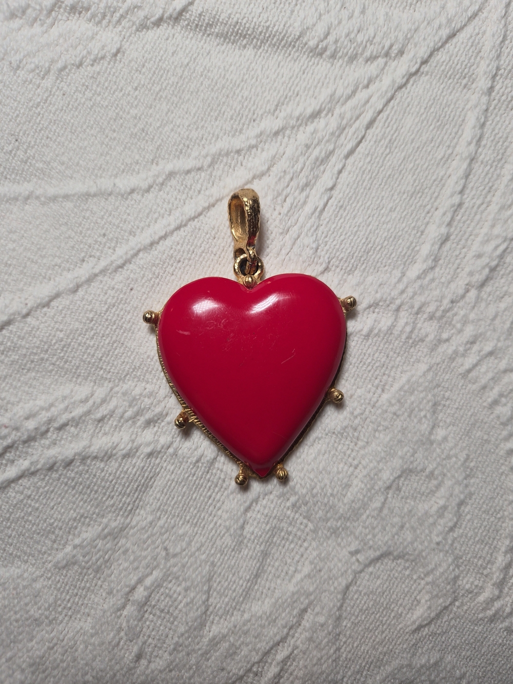 Vintage Heart Pendant Red Gold Tone Jewelry Piece Large Romantic Streetwear Twee